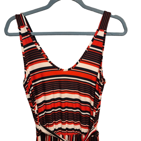 Striped Stretchy Sleeveless Jumpsuit - Picture 2 of 10